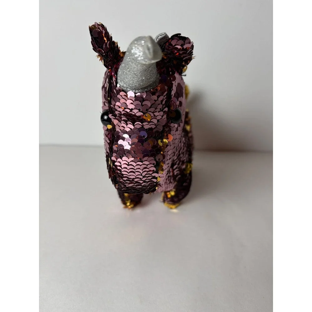 GOFFA Plush Unicorn Toy Flip Sequins Pink Gold Glitter Horn Stuffed Animal